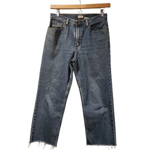LL BEAN raw hem cropped high rise jeans
